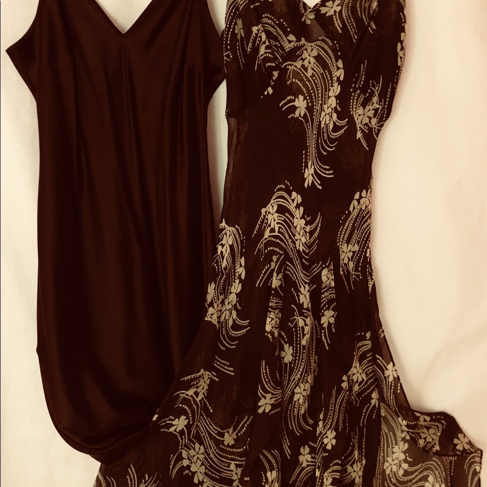 Brown Double Layer Sheath Dress - Size S